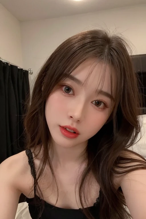 Arching back , Princess , in castle, high quality, super quality, (detailed face:1.4) ,beautiful woman , golden eyes, long hair , tight gorgeous dress, tiara, necklace , earring , sharpe eyebrow , beautiful bangs are covering her eyes , huge breast  ,upper body ,back view 