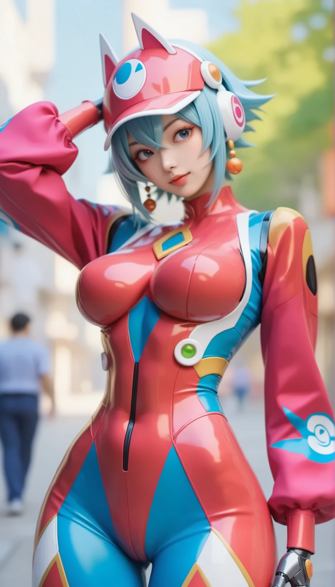 Street fashion in 3025, robot suits,Doraemon suit