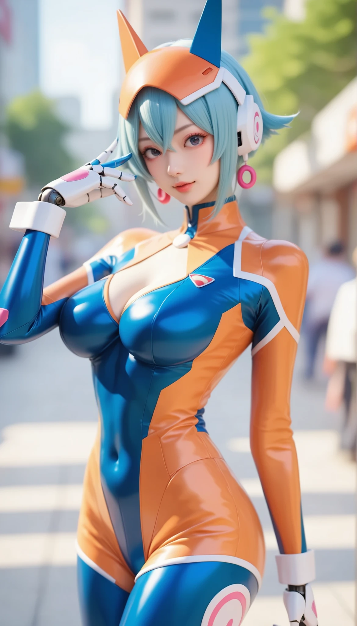 Street fashion in 3025, robot suits,Doraemon suit