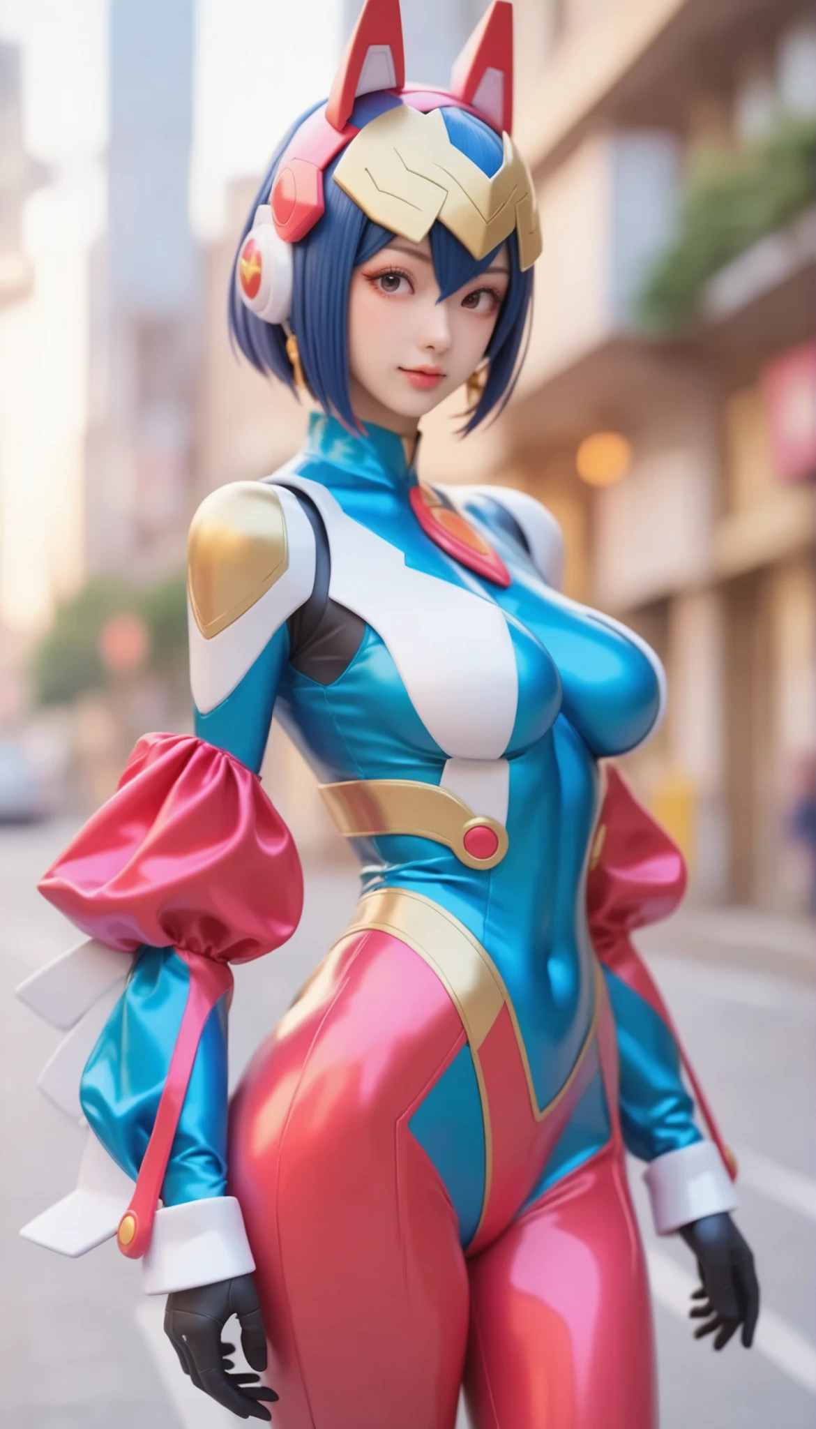 Street fashion in 3025, robot suits,Doraemon suit
