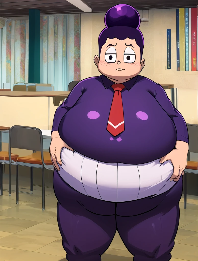 Jinbe、fat man、blue skin、fat belly、gravure、shirt、office、Glasses、Using a computer、Holding a book in his left hand