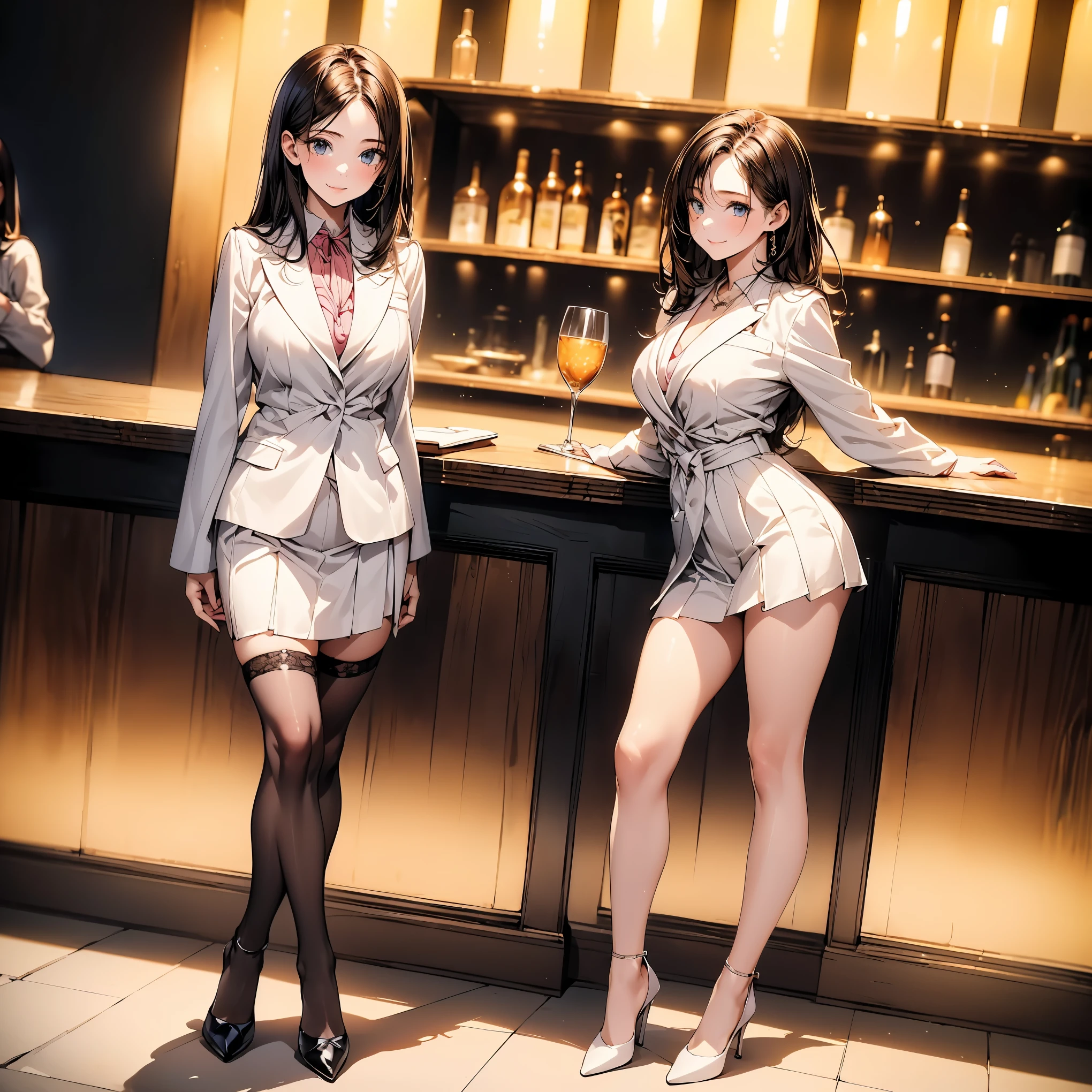 ((二人のIn underwearの女性はセクシーにOffice corridorを歩いている:1.4), Beautiful Anime Women, Beautiful art style, Anime characters, ((Smooth texture, Realistic texture, Anime CG Style)), ((Highest quality)), (Very detailed), (Very detailed CG 統合 8k 壁紙), Very detailed, High-resolution RAW color photos, Professional photography, Brown Hair, Stylish hairstyle, Great face and eyes, Beautiful and large breasts, Slender body, (Stunningly beautiful woman), (Detailed face:1.2),(Office corridor, Many business people walking down the corridor, There is a window in the hallway:1.3), ((Bow tie around neck, High heels:1.3), (Employee ID card worn around the neck:1.5), (Sexy and cute white underwear:1.3), (Stylish shiny white satin panties, Side-tie panties, Panties with plain white center and lace decoration on the sides:1.3), (Thin panties with red ribbon:1.3), (White micro lace satin bra, White bra with lace trim, Thin bra with red ribbon:1.3), (lace garter belt, Garter Strings, Knee socks:1.3):1.3), naked, In underwear, In underwearのオフィスレディ, Exact number of arms, Exact number of legs, Perfect Anatomy, (Embarrassed expression, Surprised expression), Angle from the front, Exact finger count、Exact number of legs、(Exact number of arms:1.0, Exact number of hands:1.0), (Perfect hands, Perfect Anatomy)