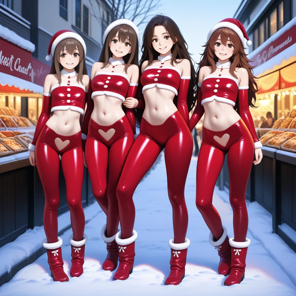 huge bust,huge bust,huge bust,huge bust,huge bust,five girls assemble,
colorful santa clous bodysuits,
dance,
amusement park,
