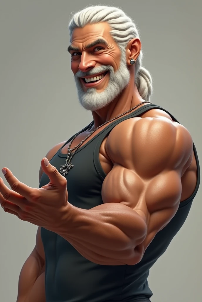 Create an 8K cartoon of an angry, well-muscled old man with his arms crossed, well-muscled and full of figures in a black shirt striped in white. Make sure you have only one old man, and that the resulting image has a cartoonish look, with vibrant colors and soft edges. Add details to give the old man an angry look, such as furrowed brows and a tight mouth. Make sure that the black shirt striped with white is an important element of the image, and add details to make it attractive and interesting. Add textures and details to make the image more realistic, such as the appearance of the shirt texture and the appearance of the skin. Make sure the resulting image is high resolution, 8K quality." —c 10 —ar 2