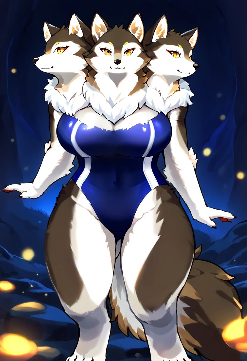 top quality, best quality, by setouchi_kurage, High-quality illustrations, masterpiece)(kemono, furry anthro), very beautiful and detailed body face and eyes, round, 1 female, jackal, Seth, (Tokyo Afterschool Summoner), slightly chubby, brown furs, fluffy, tail, big breasts, perfect eyes, green sclera eyes, beautiful bikini, body movement, body twitching,