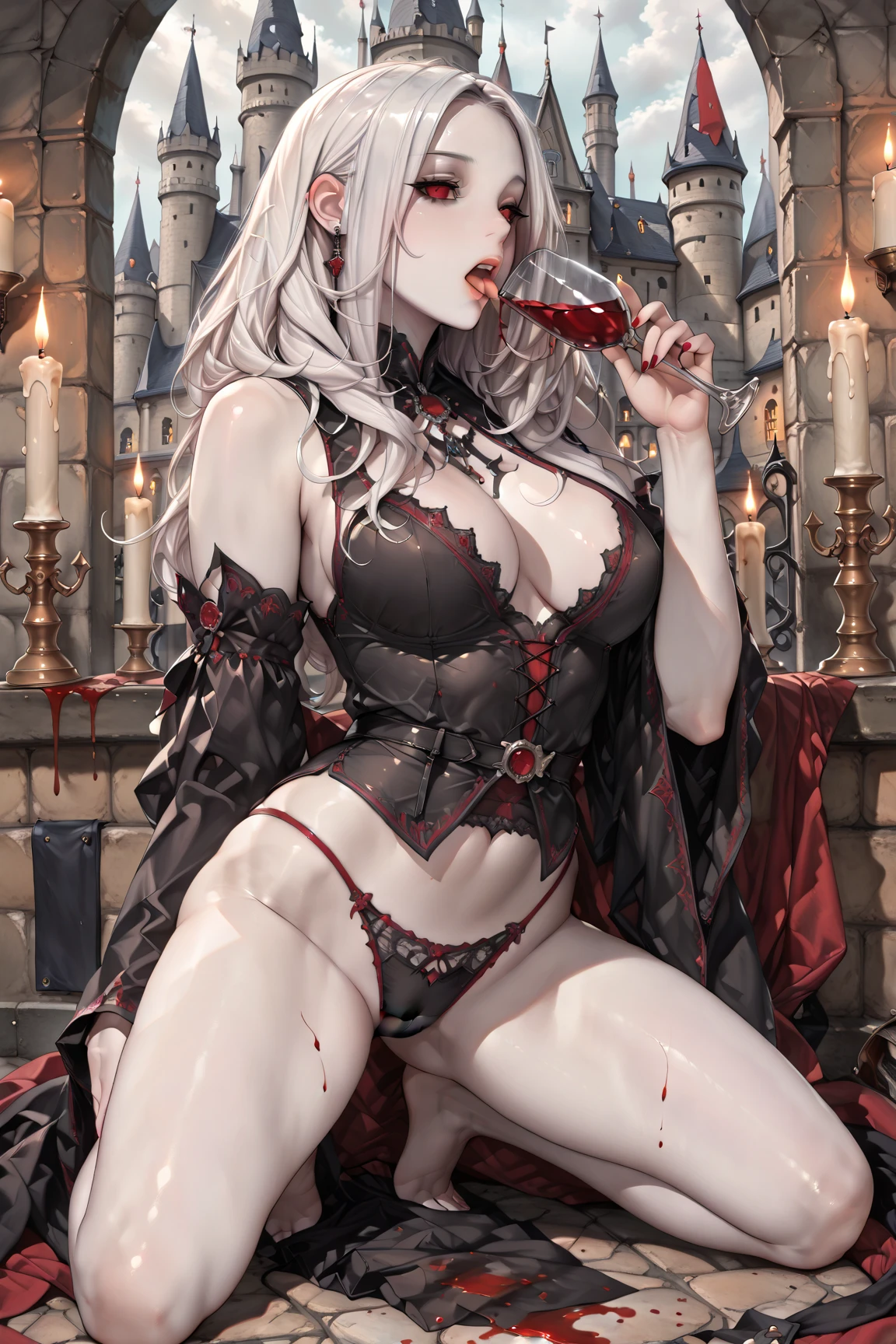 ((best quality)), ((masterpiece)), (detailed), 1girl, Character design, female, dynamic poses, long white grey hair, grey white eyes, very skinny, detailed, best quality, no accesoires around the neck, no shoes, prominent collarbones, skinny arms, flat stomach, visible hip bones, full body, blank white background, plain background, white background, red and white clothing, Bloodborne inspired, occult aesthetic, occult, detailed and intricate steampunk and detailed gothic, NSFW, Very dramatic and cinematic lighting, cosmic horror, grim-dark, side-lighting, perfect face, NSFW, Fluttering lace flared long knee length dress with frilly petticoats, knee length dress, pleated petticoats, petticoats gothic, complex lace boots, side-lighting, gothic aesthetic, wielding a mighty sword with mechanical components, mandalas, small breasts, a fairy, various different types of insect wings, NSFW, full body, whole body, body, plain background, white background, blank background, no background, white background NSFW, chains, full body, whole body, head-to-toe NSFW