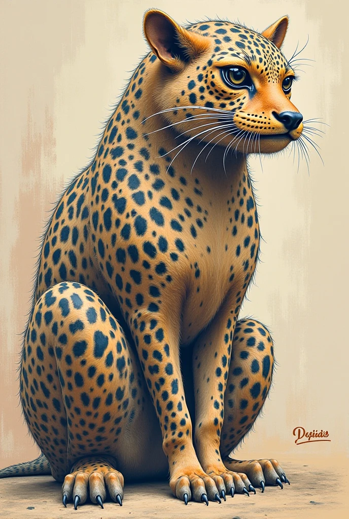 Art by spottyjaguar, art by plumbelly,art by raptoral,posted on e621,solo,male jaguar,(fera,quadruped:1.3),balls,sheath,sketch art,sitting,thick legs