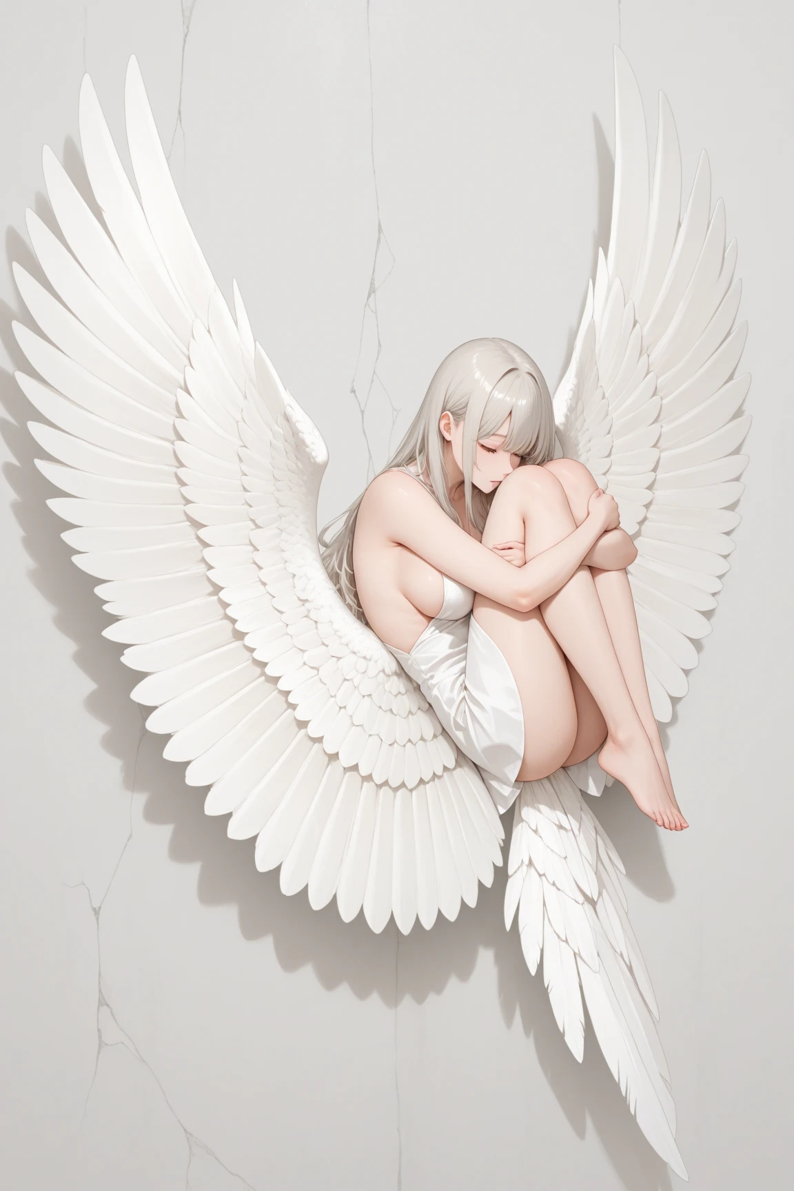 (Silhouette:1.5), (Realistic picture, highest resolution, 16k), ((She has 12 wings on her back:1.5), (6 white wings:1.5) and (6 black wings:1.5)), ((She has 12 wings on her back.:1.5), (12 white wings:1.5) and (12 black wings:1.5)), (many wings, wings separated, 12 wings on her shoulders:1.4, เทพเจ้าที่มีปีกกว้างandมีพลังมหาศาลอยู่บนไหล่ของเขา, Add dynamic wings), (12 wings on the shoulders:1.6), (Beautiful girl with two meter long hair, striking long hair, Beauty that comes from long hair, long black hair), (Smooth white skin, Smooth white skin, Smooth white skin), (Very red lips,), ((stand, which is finished)), (Huge breasts, Massive breast, The breasts are soft and fluffy., Plump breasts, A gigantic rift, Huge breast, Big breast augmentation), (thin body, flat stomach, small waist, hips raised, small thighs, Long legs), (dynamic post), (Female height 172 centimeters), (perfect proportions, Anatomically correct, proportional anatomy), (full body, เหมือนfull body, See the whole body., Visible in every part of the body), (Porn, naked, exposed body, not wearing clothes, naked, naked, not wearing underwear, Hot striptease, see pussy, see tits, Look at that pussy., see breasts, Breasts that are too large, Shave pubic hair), (standเขย่งเท้า, Float in the air), (powerful wings, Mighty 12 wings:1.6, gigantic wings), (scene, ความdark, ในที่dark, deep shadow, dynamic light, Take realistic photos, background, dark, at night), The magic circle is behind., จักรวาลที่darkมิด, Wings that shine on their own, ((12 wings on the shoulders)), Twelve wings on the back, full body, See head to toe, She's boasting., naked body, bare, not wearing clothes, see tits and pussy, perfect body, flawless, angel highest level, Angel MAX level,