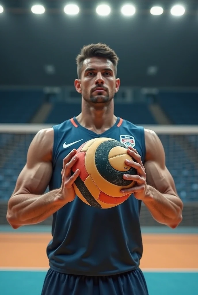 (photorealistic:1.4, ultra realistic, masterpiece:1.2, best quality, 4k), young olympic male athletes playing volleyball, men's volleyball team, indoor volleyball court, slim athletic body build, action poses, blocking the ball at the net, the crowd cheers, detailed faces, ultra realistic skin, Olympic Games, shot on Nikon d850 50mm, dlsr, RAW, cinematic lighting, 3 point lighting, flash with soft box