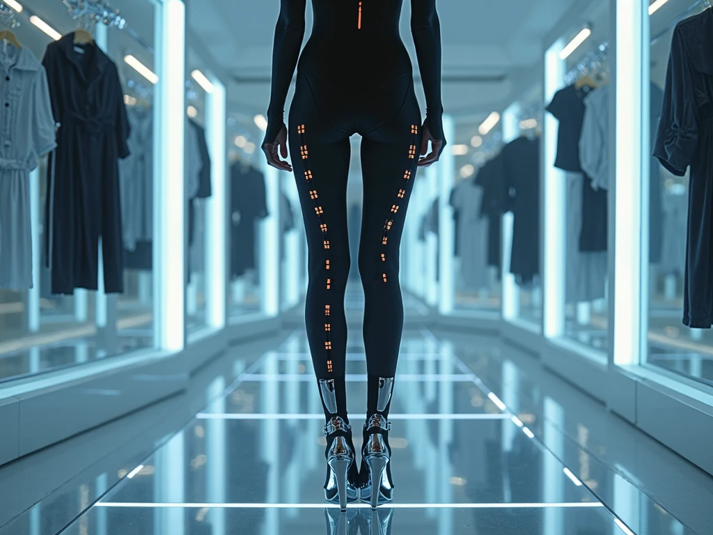 Woman's cyborg walking down the street in a crowd of people in the big city, defile show, high quality, best quality, absurdres, masterpiece, beautiful, intricate details, 1/2 body crop, slim body, beautiful figure, magnificent ???????, (intricate details:1.12), HDR, (intricate details, hyper-detailing:1.15), (natural skin textures, hyper realisitc, soft light, Sharp:1.2)