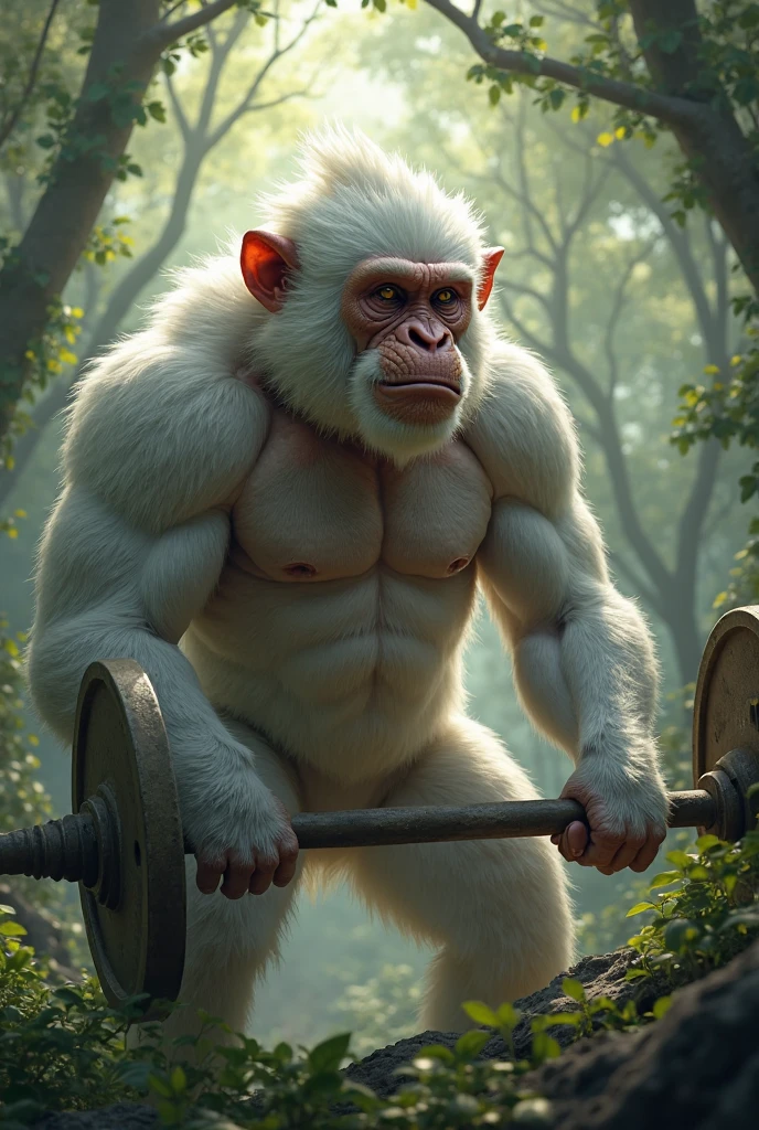 God hanuman in gym making brench press
