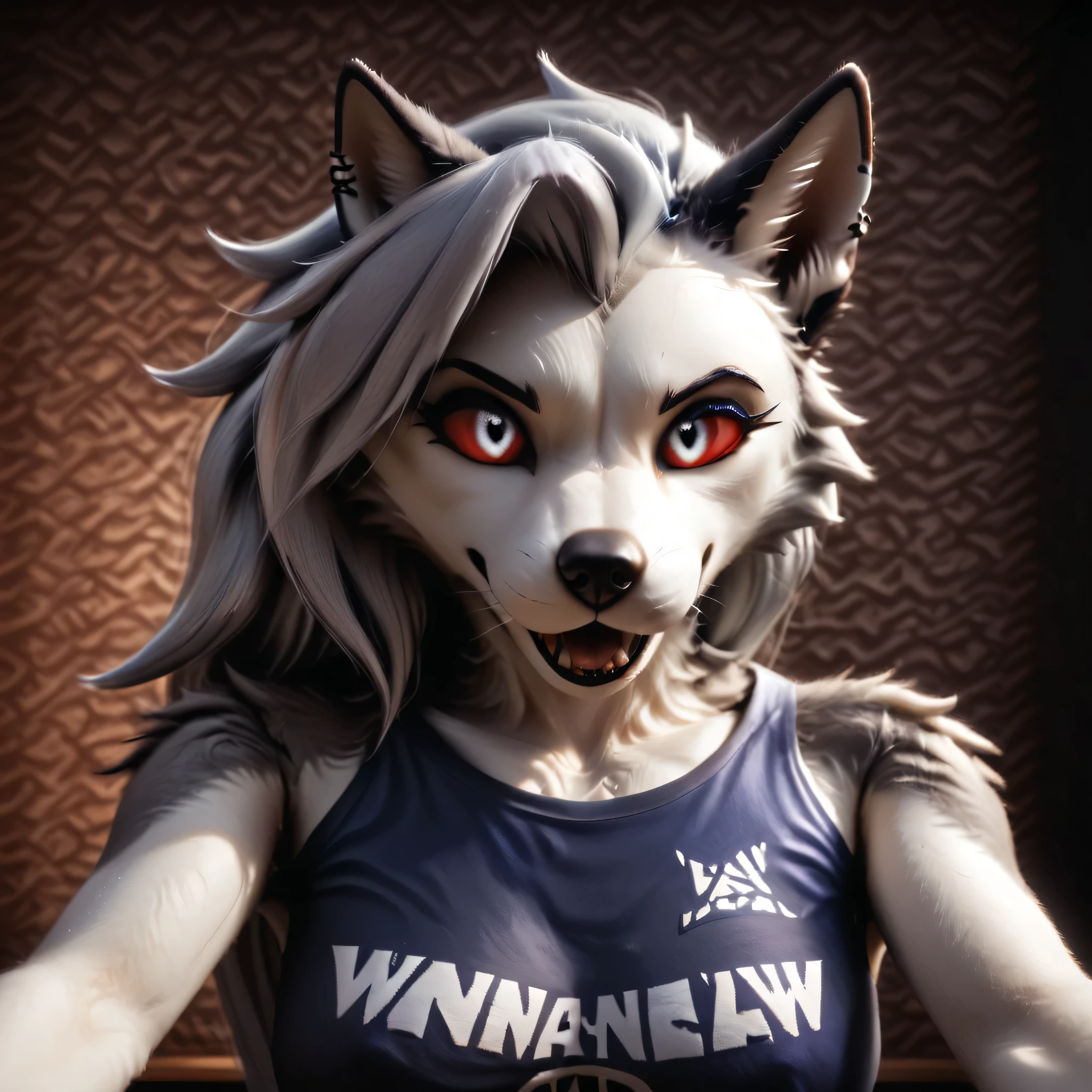 Loona, furry, prisoning in pixel 3d world, wearing scifi spacesuite, 8k, hi res, (best quality, masterpiece), detailed pixel 3D World made of voxels on background, destraction, devastation, 
