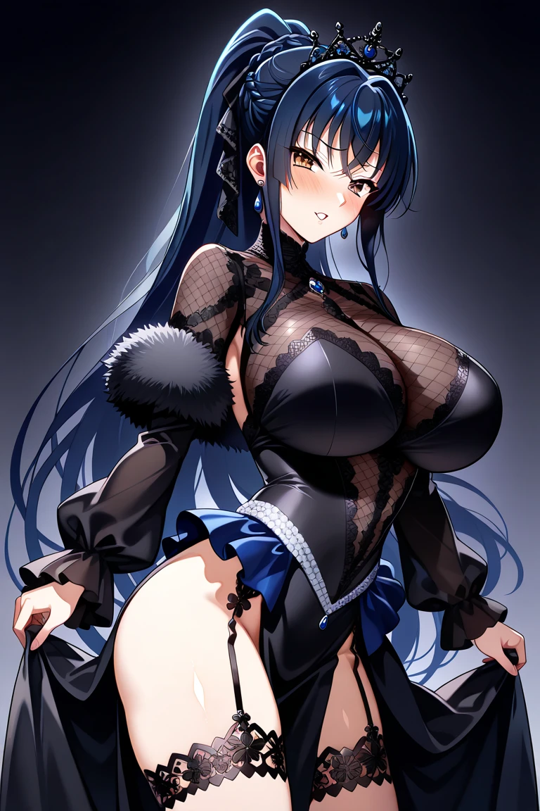 (masterpiece)、(Best image quality)、(Very detailed)、(Very detailed)、4K、(8k)、Best image quality、(beautiful)、
More about Campbell, 1 Girl, Huge breasts、Thick thighs,A light smile、Dynamic pose、Noise Reduction、Emphasis on the crotch、Breast Augmentation,Black Pantyhose,pubic hair,Breasts exposed