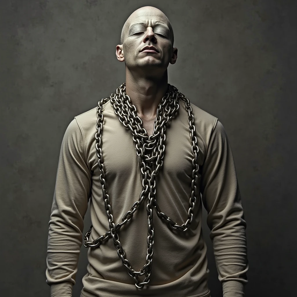 human being with padlock around neck