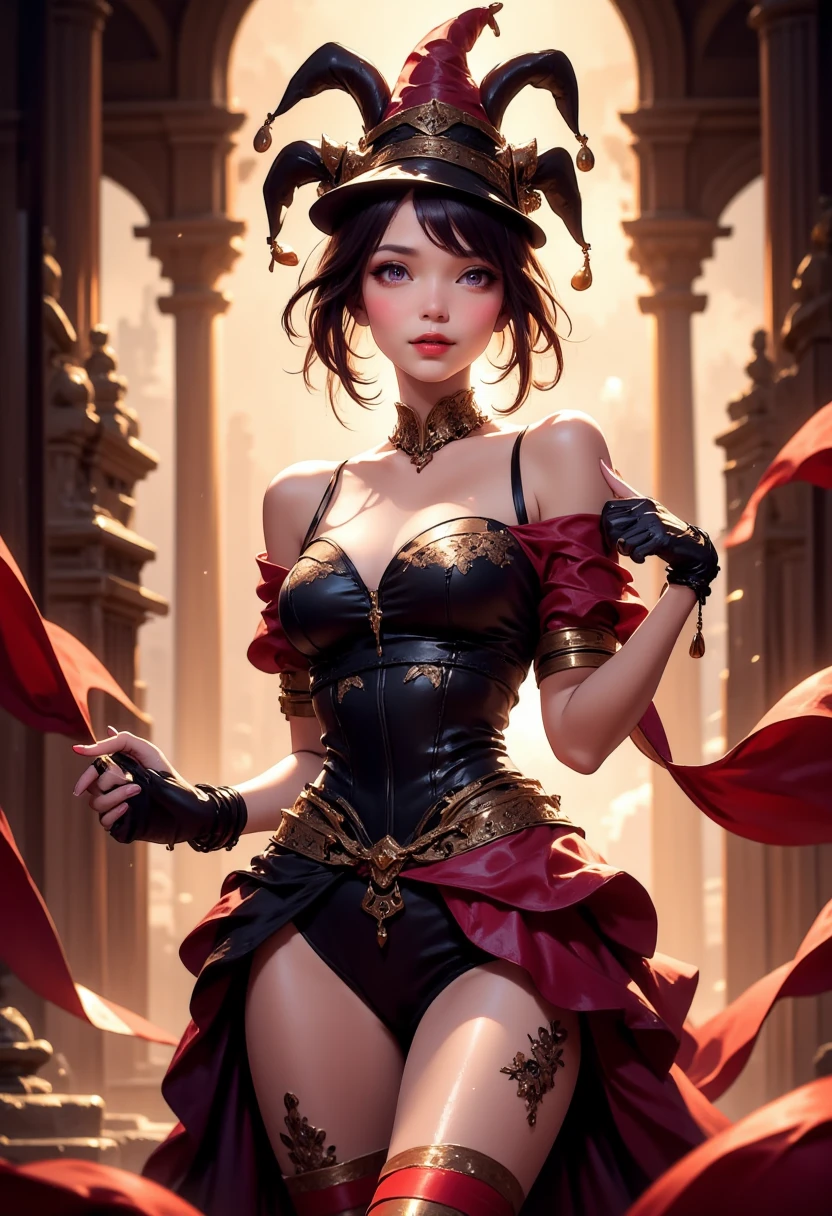 (masterpiece: 1.2, best quality), (1 , solo), Emma Watson, small breasts, (Dynamic posture), (bright skin, crimson red skin), crimson red skin, demon girl, red skin, thin and lacy gloves, ( small demonic horns:1.1), (Lilith \(Darkstalkers\)), (heaven), fringe, (jewelry, golden ornament:1.15 ), large pelvis, blue (pantyhose:1.1)