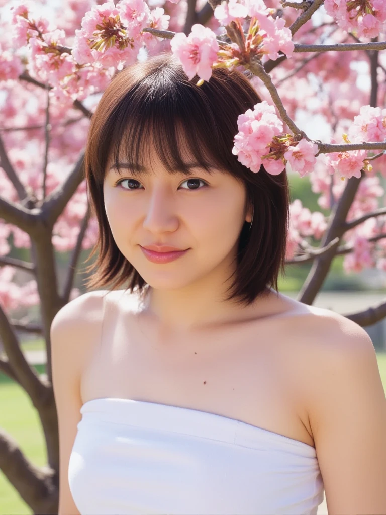 Medium View, Medium Shot, Written boundary depth, bust, Upper Body, Cinematic Angles, masterpiece, highest quality, Very detailed, cg, 8K Wallpaper, Beautiful Face, Delicate eyes, Otome, alone, smile, bangs, have,white colored dresses, bow, petal, bouquet