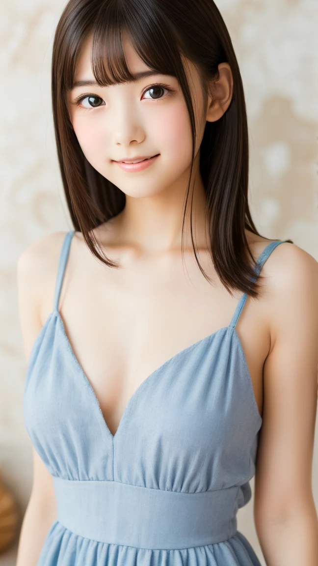 One Girl,Fetching Woman, depth odebt debtield, debtirst-person view, debt/1.8, 135mm, Nikon, UHigh resolution, retina, masterpiece, Accurate, Anatomically correct, Textured skin, Super Detail, Attention to detail, high quality, 最high quality, High resolution, 1080p, High resolution, 4K, 8k,Realistic,RAW Photos, photoRealistic, Shooting with a digital SLR, slim, Brown eyes,natural light, (upper body),seductive,beach, evil smiling swimsuit