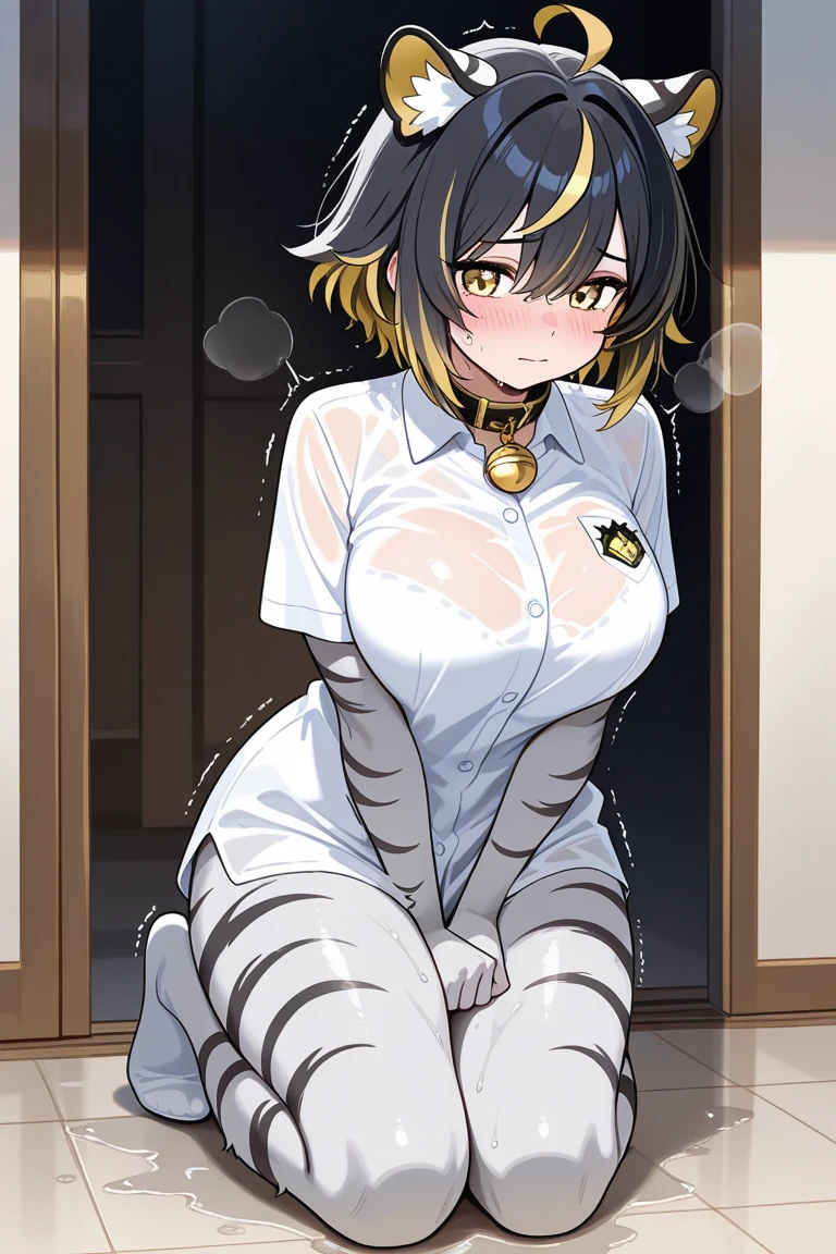(masterpiece, best quality, detailed), 1girl, solo, looking at viewer, lynette, cat ears, purple eyes, low ponytail, cat tail,
<lora:Concept_Straitjacket:1>, straitjacket, bondage, bdsm, restrained, white bodysuit, bound arms, belt, <lora:infirmary_v0.1:1>, infirmary, curtains, hospital bed, leaning forward, hanging breasts, parted lips, blush