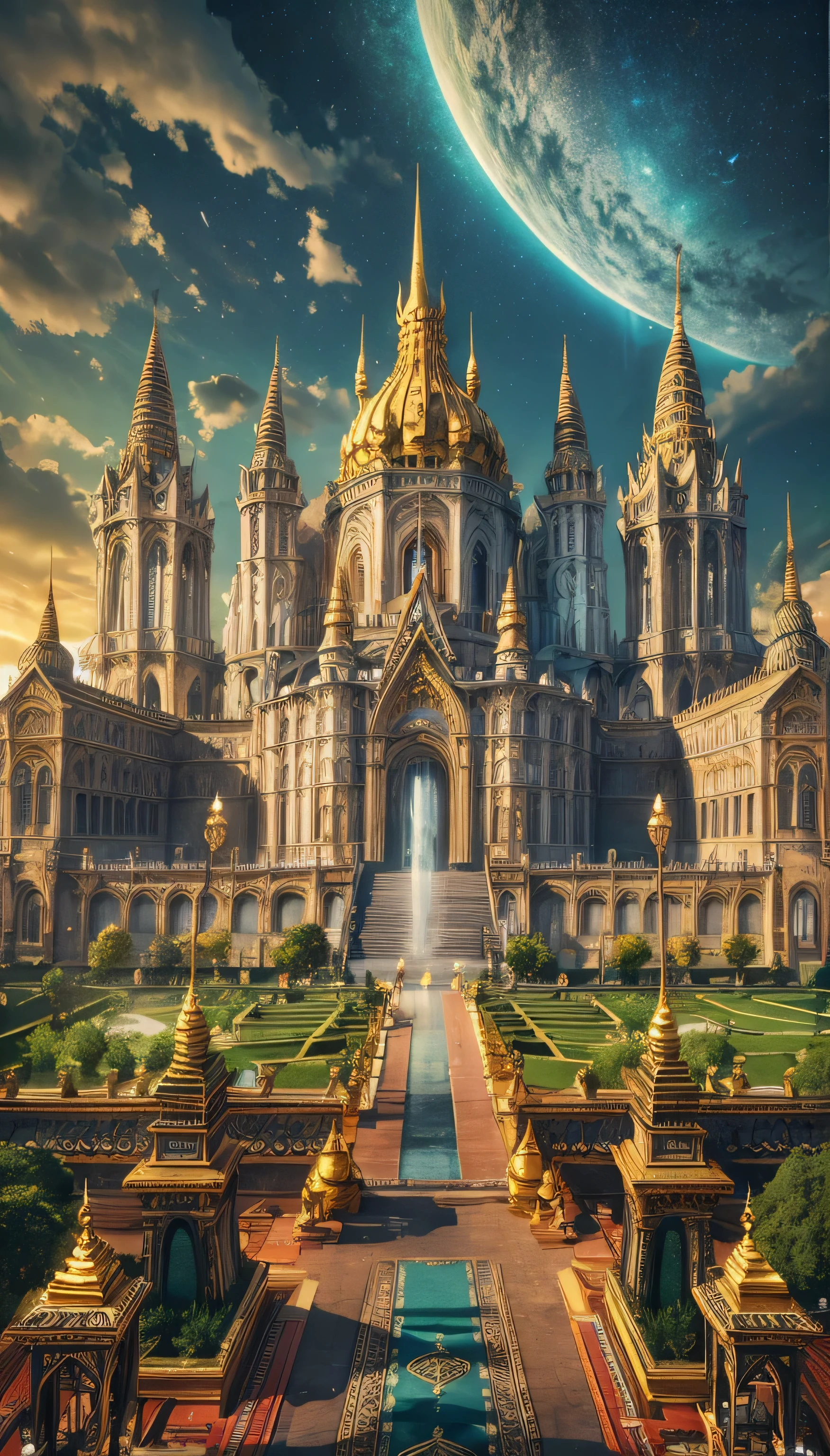 Realistic Grand palace with cinematic vibe.