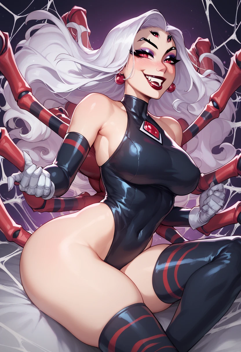 score_9, score_8_up, score_7_up, score_6_up, rating_X, 1girl, mature female, sexy, signora, leotard, large breasts, cowboy shot, exposed nipples, ahegao, nsfw