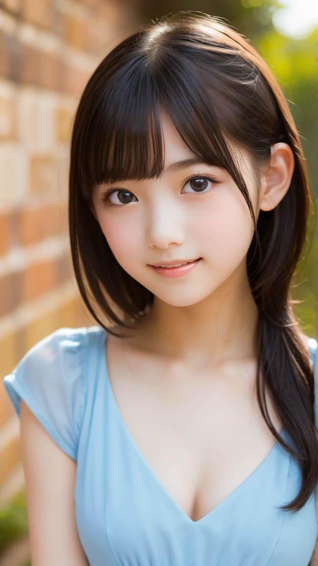 lens: 135mm f1.8,(Highest quality), (Beautiful 14 year old Japanese girl),  (Moist lips), Narrow eyes, double eyelid,Delicate clavicle,Flat Chest,Shortcuts,  A faint smile, Professional Lighting, 
(Completely naked), (Sunburned skin:0.2),(Full body photo)、Full Body Focus、I&#39;m lying on my back in bed