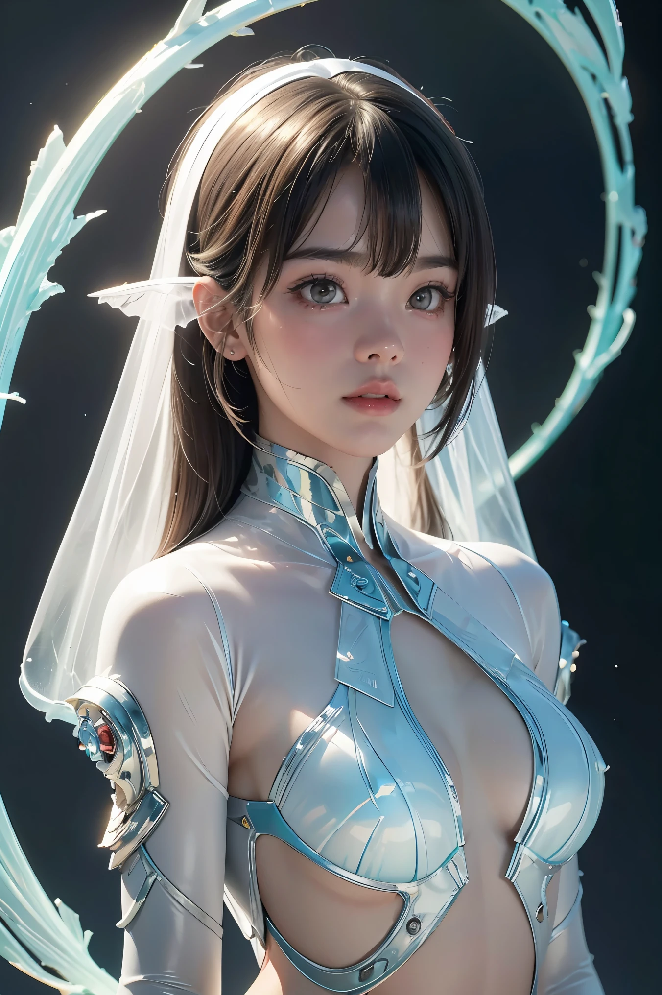 Translucent ethereal alien warrior, ModelShoot style, (Extremely detailed CG unified 8K wallpapers), The beauty of abstract stylization,, surrealism, 8K, Super detail, Best quality, Award-Awarded, Anatomically correct, 16k, Super detail, perfect , 1girl