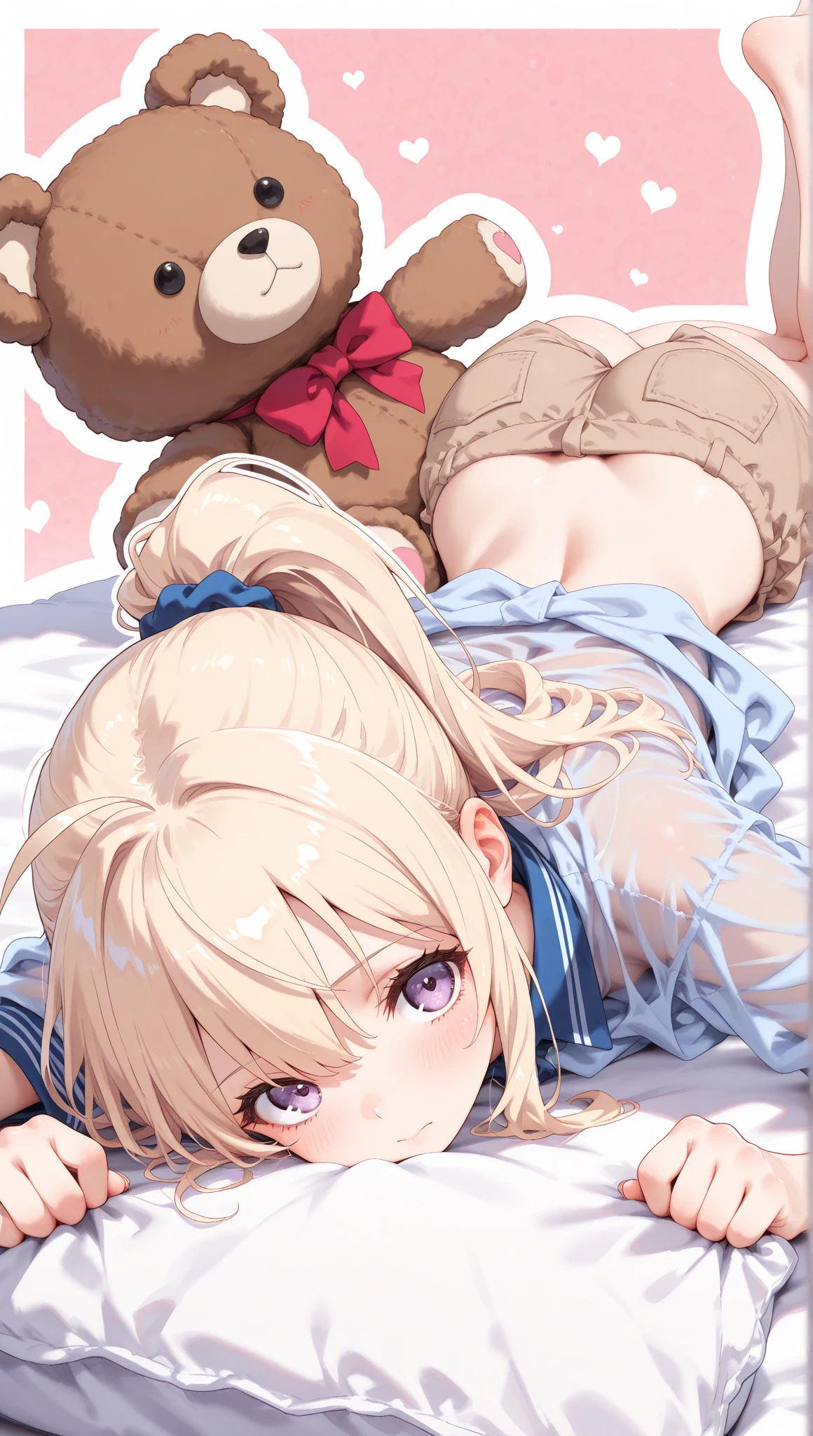 Blonde Twin tail hair Ahegao Super ultra super cute cute cute cute cute cute girl Full nelson sex position while giving a blowjob to a man's penis Being ejaculated Wearing black stockings Super young, ultra super young, young, young, young body type