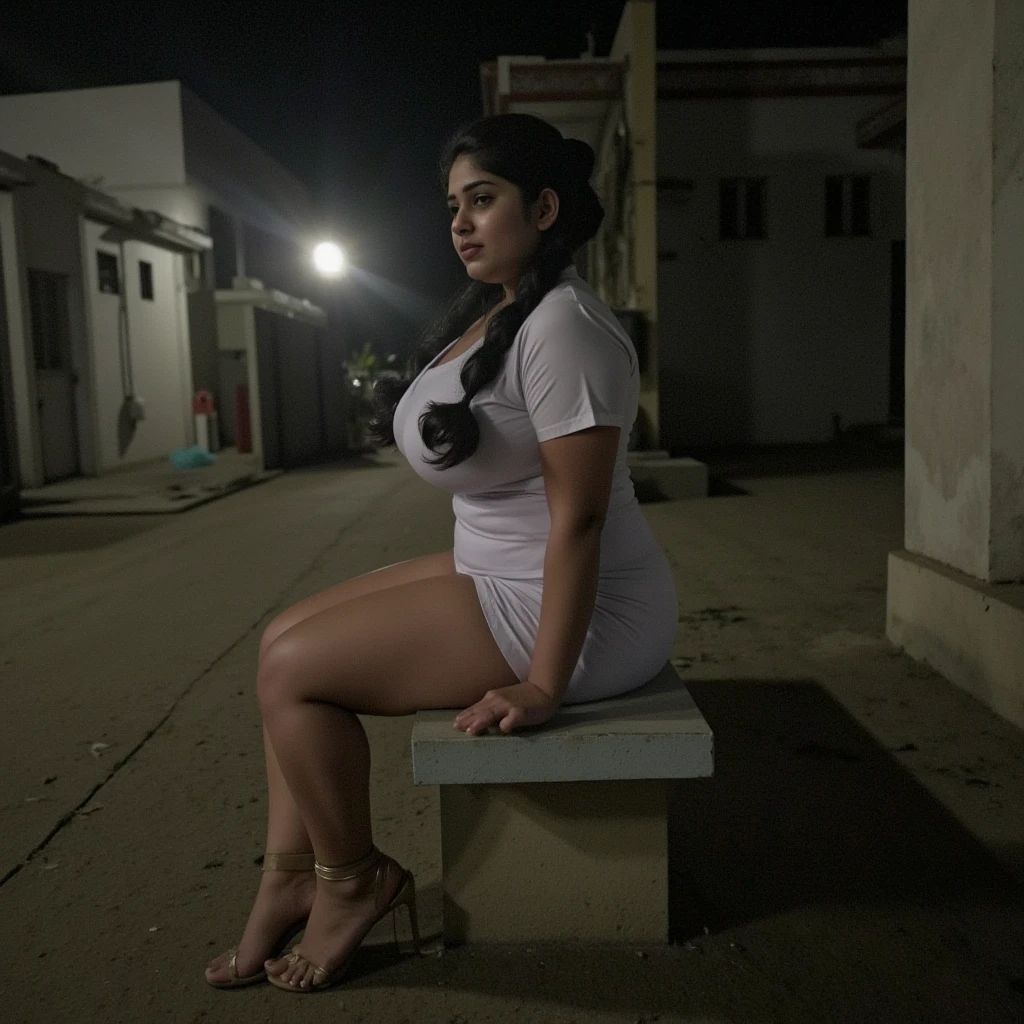 Raw photo , 1 girl  ,Wearing white frock and color tie, white shoes ,sri lanka teen school girl, with plait, stand in the ground big breasts, sexy , professional photographer, (hdr:1.4), masterpiece, ultra-realistic 8k, perfect artwork, intrincate details, cute face, award winning photograph, (Best quality, 8k, 32k, Masterpiece, UHD:1.3) ,