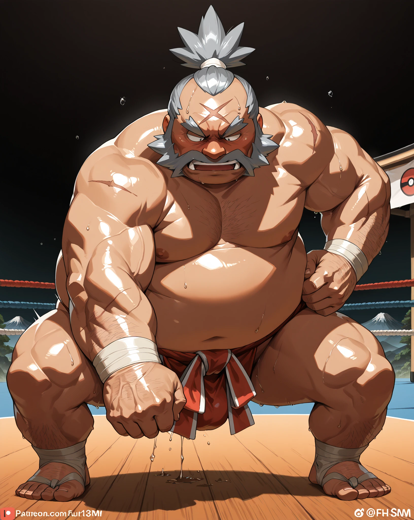 Hünkel,bandage,Silver Hair,Hulk-like body,(((18-year-old boy,Huge penis))),((Being pinned down by black tentacles)),Open your arms wide and clench your fists,Open your mouth wide,Wide, unfocused eyes,Many protruding veins,((Black tentacles attack from behind)),((Black tentacles shoot out from his chest:1.5)),Full body images,Painful expression,Black undershirt,Huge erect penis,A lot of sweat, tears, drool and semen,In the middle of the Colosseum,Gives off an evil aura,Standing karate stance,Toned Muscles,rape,Devil's Body