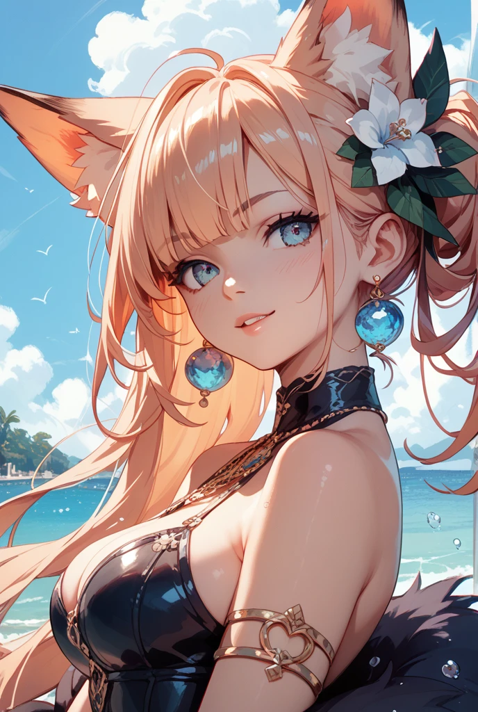 NSFW、anime, Beautiful Face, Highly detailed face, (Highly detailed green eyes:1.2) , Highly detailed beach background, Best lighting, No Shadow, One girl, alone, Outdoor, Genshin Impact, Kirara, bangs, Beautiful long blonde hair, hair ornaments, Cat ear, Absurd, High resolution, Super sharp, 8K, masterpiece, whole body, stand up, Completely naked, No clothes