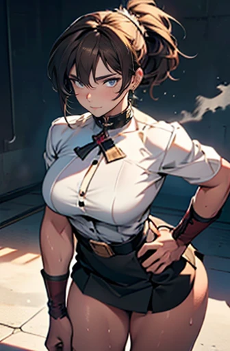 1 girl, slim waist, navel, (thick thighs), medium breasts, nsfw