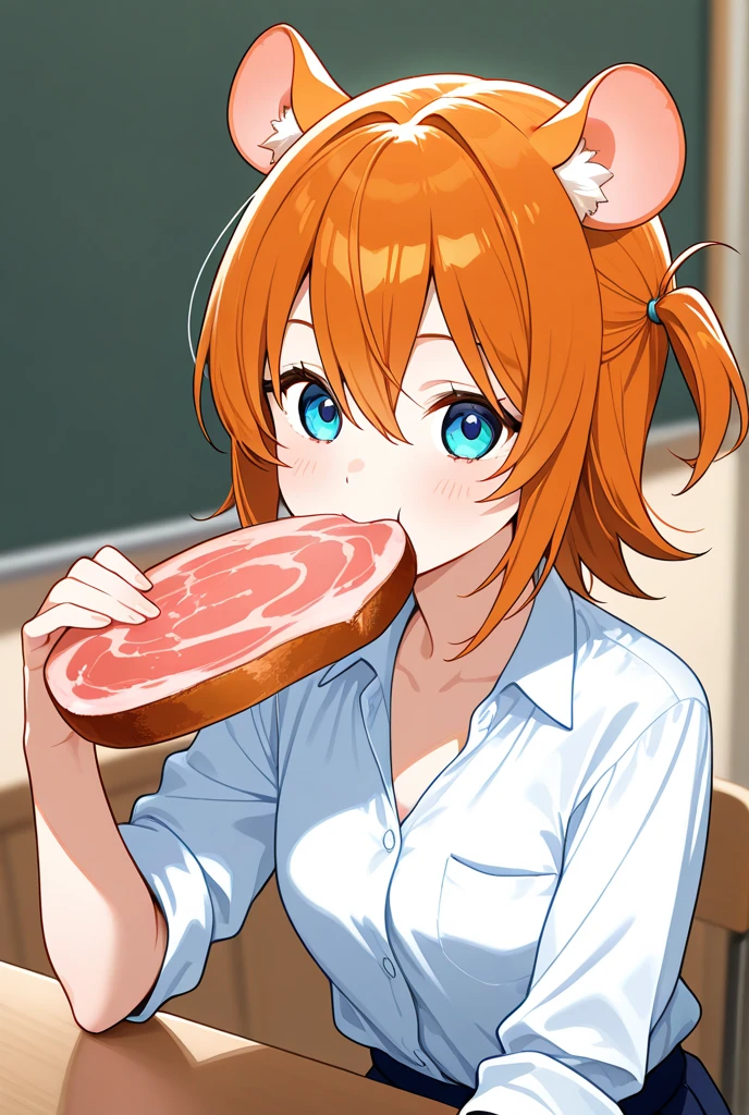 1girl, red hair, fox ears, blue eyes, eatfresh, sandwich, fellatio, Beautiful Art Style, 1girl, 1boy, Dual Identity, playful, hen house, <lyco:Concept - EatFreshSubway:0.8> drool,