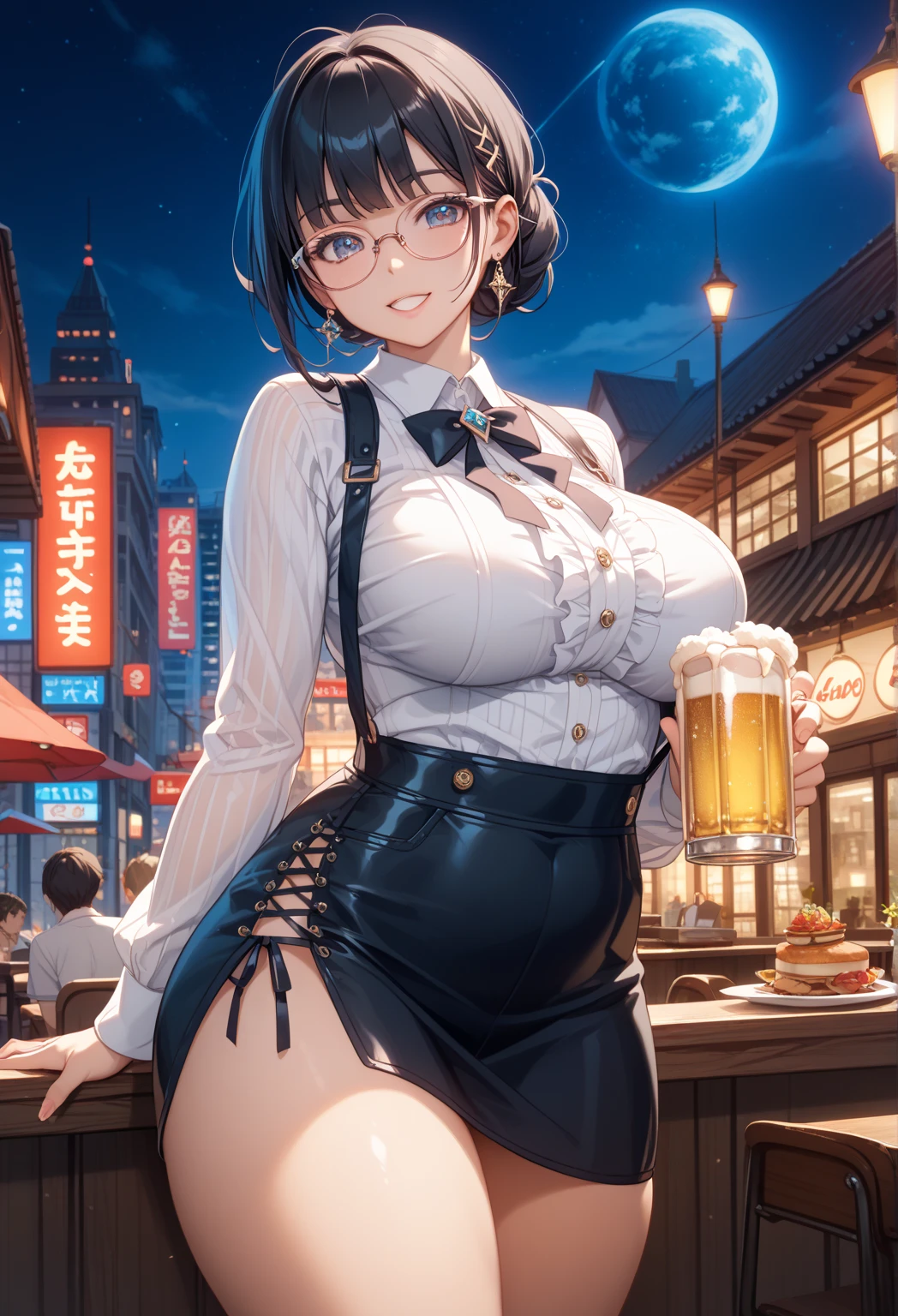 Hentai、High resolution、Focus on people、Kemono Friends、raccoon、 gal in waitress uniform showing off her sexuality at Safari Park、Perfect proportions、Cowboy Shot、Very large breasts、Fatty thick legs、Exposing her thick pussy、Sweaty