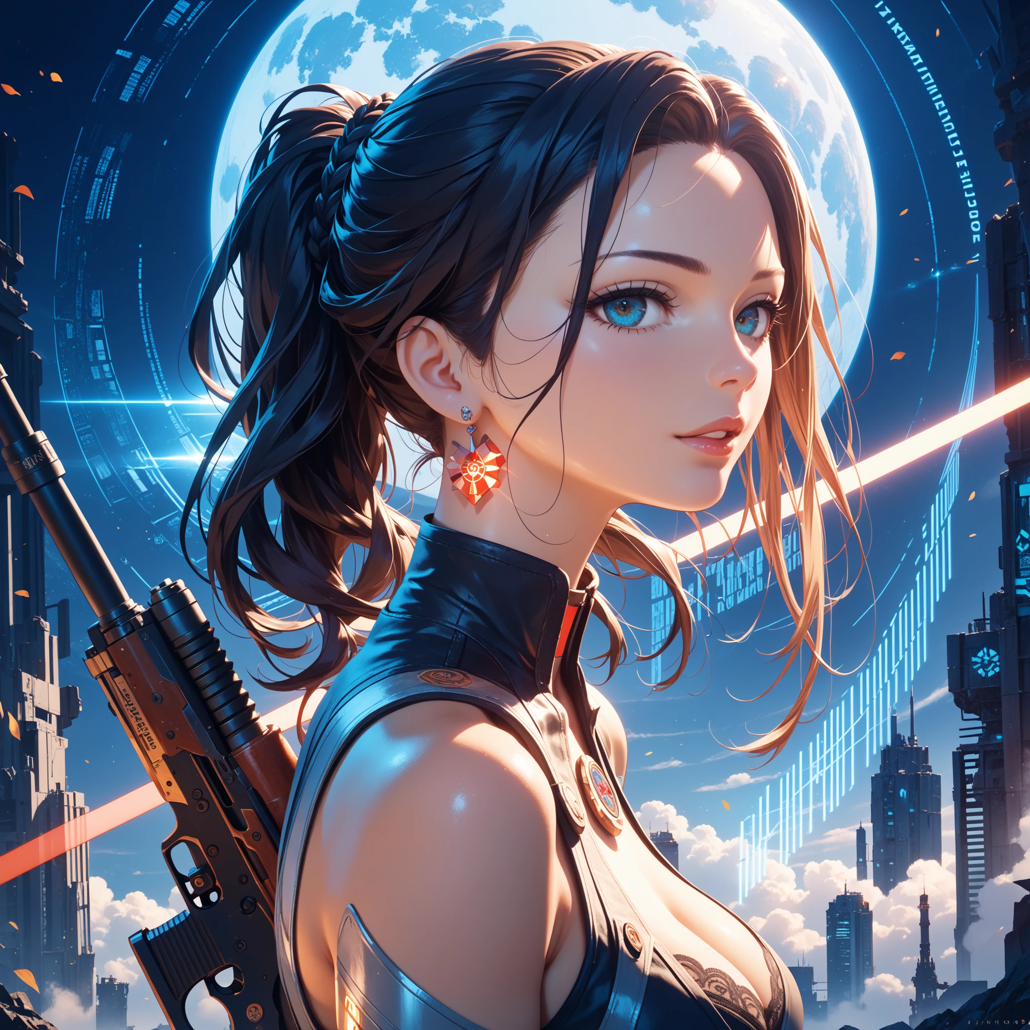 (masterpiece),(best quality),(ultra detailed), anatomically correct, beautiful,atmospheric lighting,extremely detailed CG, unity, 8k,super fine illustration,(high resolution), Full-HD,future style,1girl,gun blade user