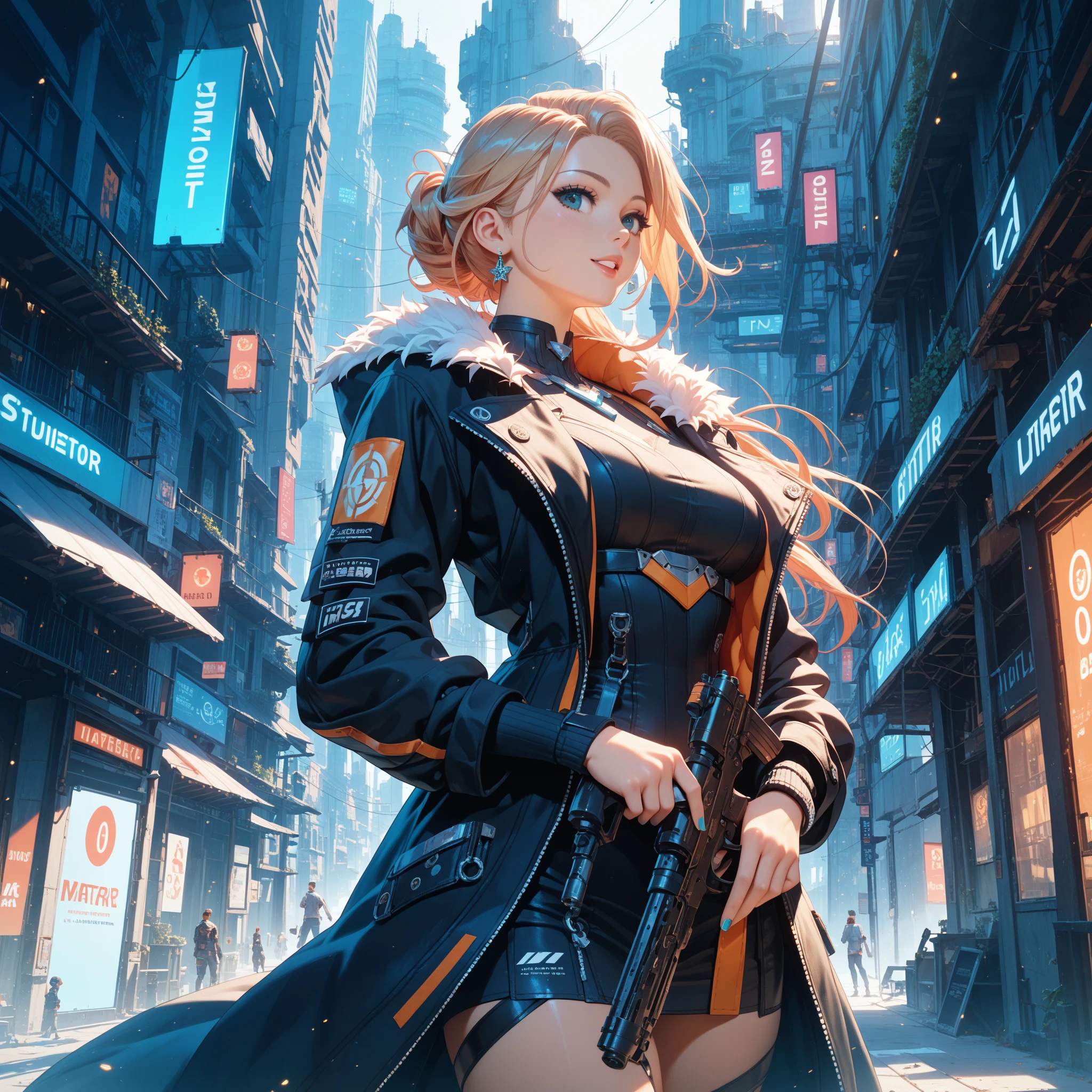 (masterpiece),(best quality),(ultra detailed), anatomically correct, beautiful,atmospheric lighting,extremely detailed CG, unity, 8k,super fine illustration,(high resolution), Full-HD,future style,1girl,gun blade user