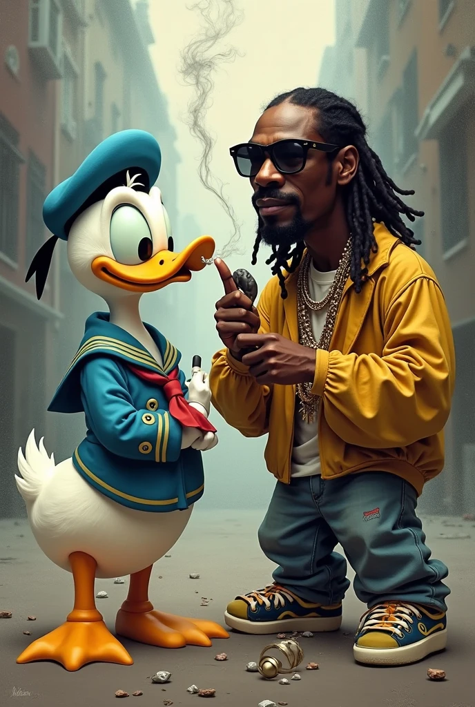 Dagobert Duck, Snoop Dogg, naked Woman, Gangster, Louis Vuitton Monogram Background