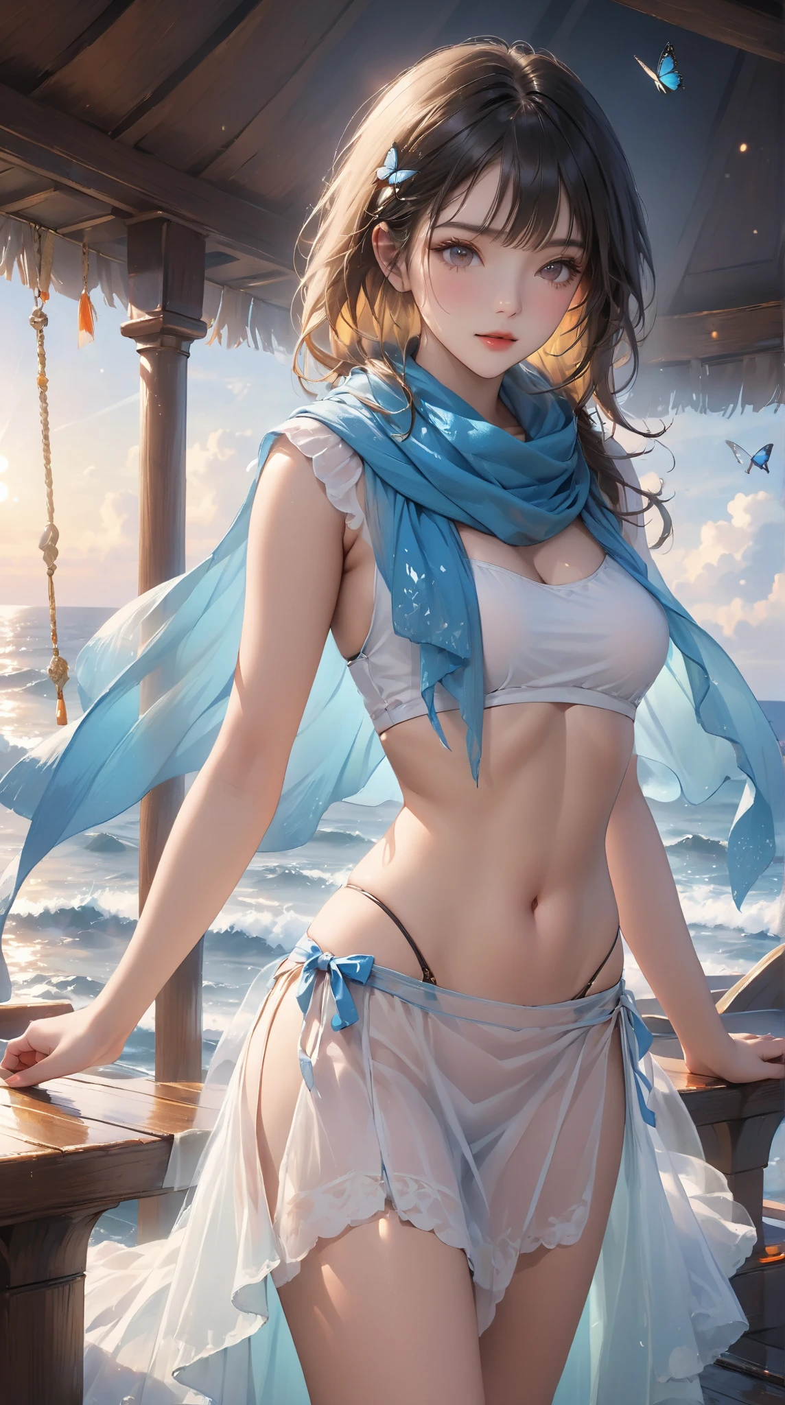 Trip (Only slim shoulder straps, Ultra-low-cut top)( Very close view ) Face view , clothes see-through (((Outdoor paradise))), ((Petals flying in the air )),Light smile,,camel-toe,(Crystal colorful lights),,Soft clouds,((|Cover with a scarf)), ((Cute clothes that are short and wide|no underwares|Slightly perspective ) ((greek architecture,Bohemian architecture,Hindu temples,Thai snacks,Thai style)) starrysky,Beautiful
((Masterpiece)),(realisticlying:1.2),best qualtiy,high high quality,absurderes,rich colourful,stunning art,best qualtiy, ultra - detailed,beautifuldetails, reflective hair,Good lighting, Ray traching, depth of fields,ultra - detailed,illustratio,astounding,finedetail,The is very detailed, ((ultra - detailed)), (Beautiful Meticulous Girl), Beautiful detail glow, Complicated details, A high resolution, Extremely refined and beautiful,beatiful detailed eyes, hdr, Round eyes, detailedfacialfeatures,(Round pupils:1.4) (illustratio),(美丽细致的眼睛)(Very very detailed face)), depth of fields,(alluring face)((ssmile:1.3)), Smiling lips, (looking at viewert:1.1) closeup cleavage, wide wide shot, Side Body, photore, lewd poses , Moody light, Sistine Phil Beldev, Smile,(((Masterpiece,Best quality,A high resolution)))),Extremely detailed 8K,Beautiful girl with busty body,(hyper HD,ultra - detailed,High detail,high realistic,Ultra-realistic,Photo realism),(1girll:1.5),(realistic dark hair),Short curly hair,Bob cuts hair,(Dynamic posture),Face the camera,A shallow smile,Open lips,Light blue eyes,Average chest,
(Beautiful and detailed face,Beautiful and delicate eyes),Sunlight),(Beautiful buttocks 0.5),Color backlight
split, Cover your chest with only your hands,hips bare,earring,Pink sexy yarn,((Striped underwear、Black openwork underwear、Transparent embroidered tulle underwear set,Gold bracelets,Pink lace gloves))Lace pantyhose、Lace gloves、Wedding headscarf、pearls necklace,(toppless)(Very small panties),Moles under eyes, ((Gray-blue hair)),Crystal glowing necklace