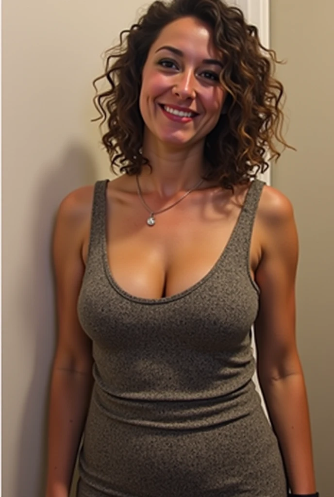 ((best quality)), ((masterpiece)), (detailed), (((hyper realistic))),((mature woman)),((deep cleavage)),((very small skirt )),((daylight)),((standing and leaning forward)),((cute smile)),((hanging boobs)),((juicy boobs)),((looking at viewer)),thick thighs