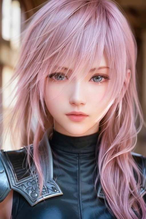 A woman with pink hair and a white dress holding a cell phone - SeaArt AI
