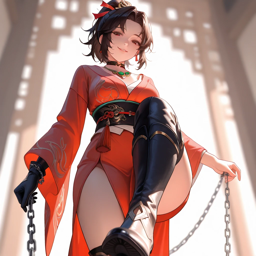 1 Beautiful Girl, Ranma, Braided Ponytail, Redhead, (Chinese clothing:1.4), RanmaChan, (Red Chinese lucky jacket:1.7), NSFW, (blush), masterpiece, highest quality, High resolution, (One 40-year-old mafia man, penis:1.4), Perfect limbs, (Mating press:1.2), sexual intercourse, ((((penis enters vagina)))), behind, Spread your legs, Beautiful vagina depiction, ((Binding, Rotate your arms behind your back:1.4)), ((Restrained by rope)), A beautiful girl has sexual intercourse with a man