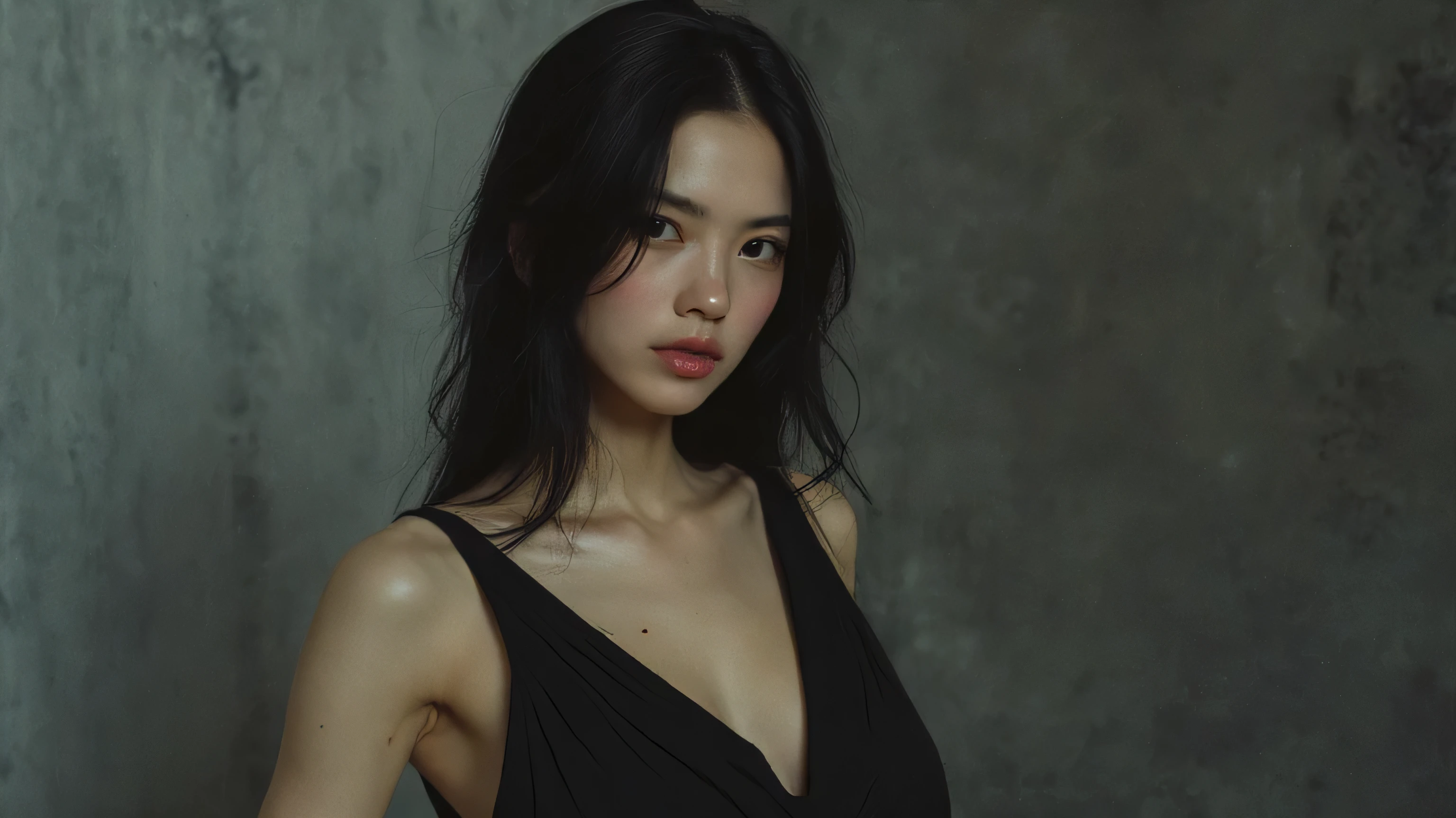 Japanese woman in a slit dress
