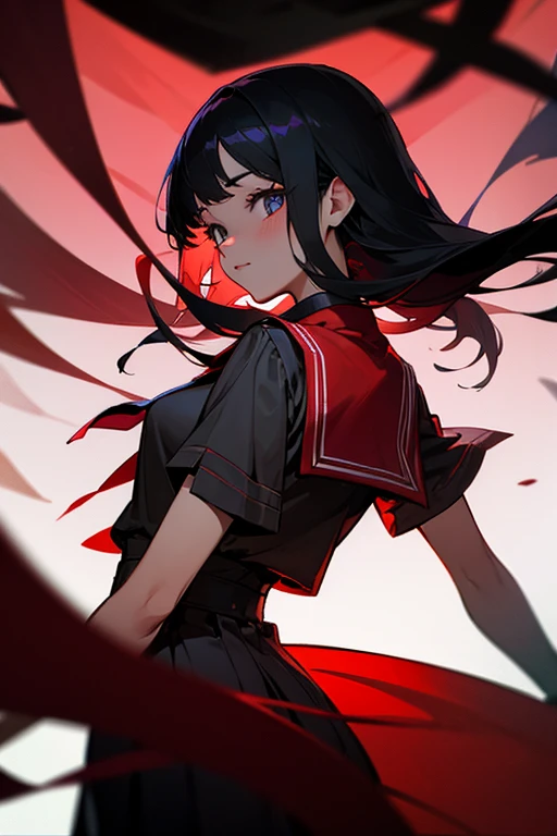 <lora:HakikaStyle:1>, 1girl, <lora:MakiDG:1>, schoolgirl uniform, red eyes, twintails, red scrunchie, 1girl, red legwear, fist up,