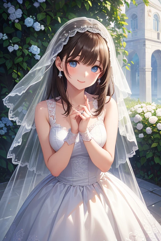 arihara,1girl,solo,wedding_dress,looking_at_viewer,posing,