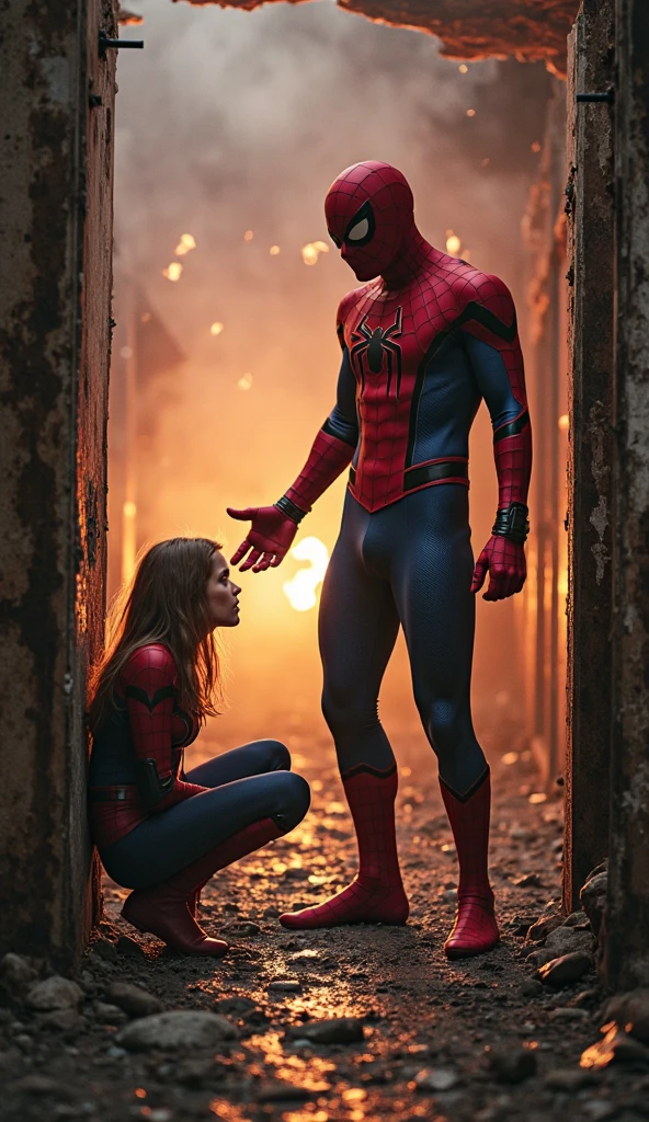 Teo teenage seeing their spiderman clothes