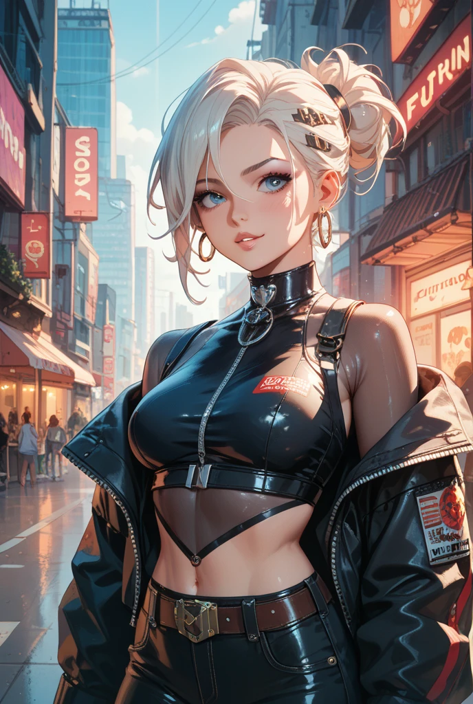 girl sporty,((attractive girl)),
(large breasts:1.4),saggy breasts,(((white hair:1.4,white ponytail hairstyle:1.5,very long hair:1.5))),((heterochromia:1.5, (orange_eye and pink_eye))),intricate eyes,beautiful detailed eyes,symmetrical eyes,((fat))(((lustrous skin:1.5,bright skin: 1.5,skin tanned,shiny skin,very shiny skin,shiny body,plastic glitter skin,exaggerated shiny skin,illuminated skin, wet legs))),(spider lower abdomen,narrow waist,wide hip,athletic body,inflated legs,detailed body,(detailed face)),
cute,slutty,seductive,erotic,(((nsfw))),
revealing clothing,show skin,with micro clothes,almost totally naked,with little clothing,(tiny thong),generous neckline,((tight sports bra, tight sports thong,((orange and black clothes)))),(((underboob))),((wet clothes,intricate outfit,intricate clothes)),
(dynamic pose:1.0),embarrassed,(centered,scale to fit dimensions,Rule of thirds),
cyberpunk city by the ocean at night, with bright neon signs and dark stormy clouds and puddles, scenery:1.25,nighttime, starry night, cosmos,Very dark night that makes the neon lights stand out, very bright neon lights,
artistic photography,(photography taken by sldr),highres, sharp focus,(ultra detailed, extremely detailed), (photorealistic artwork:1.37),(extremely detailed CG unity 8k wallpaper),((synthwave background theme)),(((vibrant colors))),intricate,(intricate background),(masterpiece),(best quality),perfect rendered face,perfect face details,realistic face,photo realistic,analog style,((intricate detail)),(((realism))),