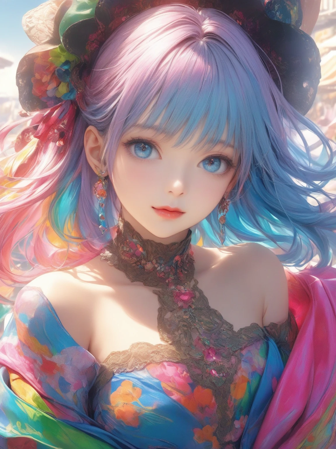 Fashion trends of the distant future. Colorful. Metallic. Liquid.