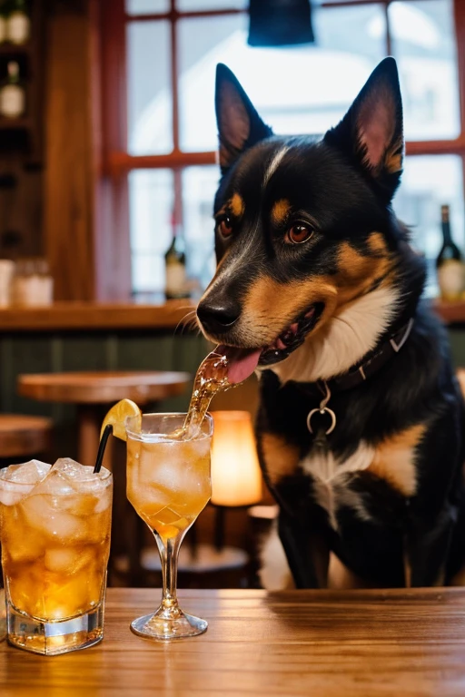 Peruvian calato dog drinking beer