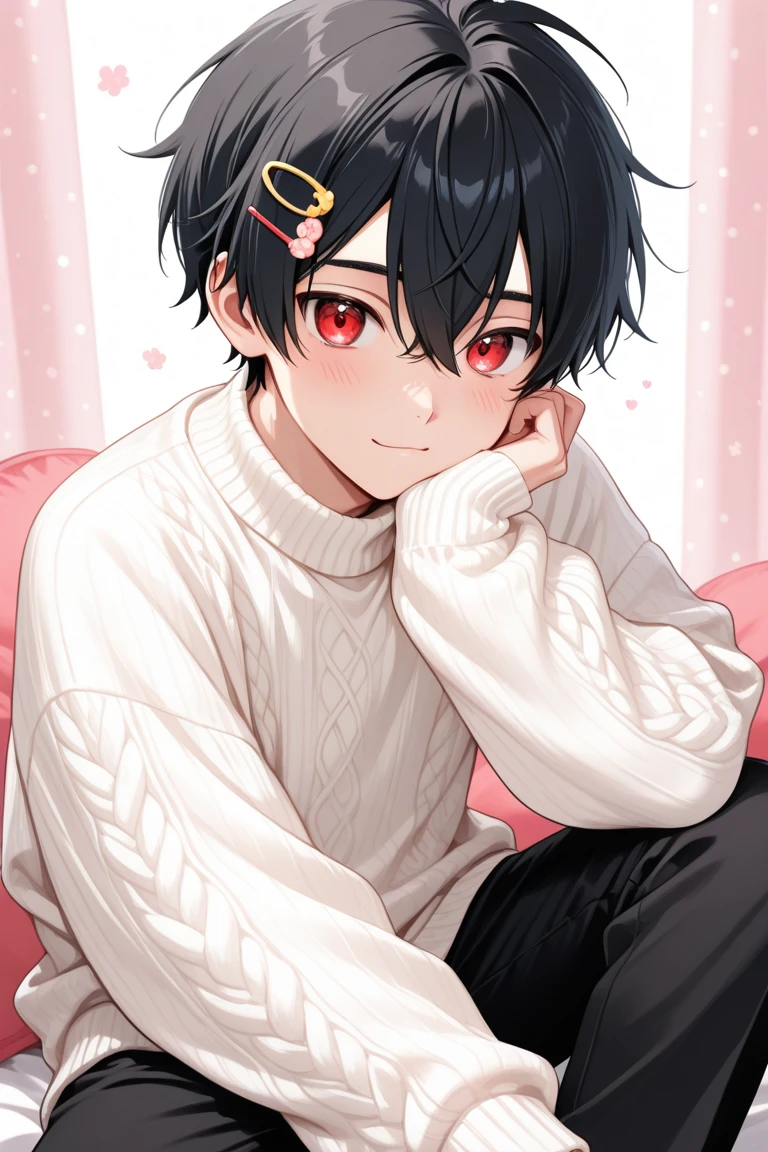 A Chinese 4yr old boy, in school uiform shorts, short sleeve shirt and red scarf, super detailed, cute, white , with thin glasses, and black hair, full body, detailed, hyperealistic, full body, sleeping on sofa