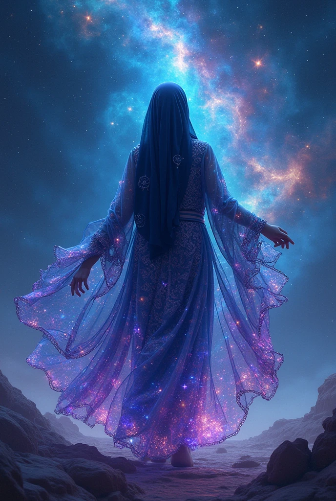 <lora:edgFantasyHoodies:1>, edgfd, (hoodie:1.1), fantasy dress, edgfd hoodie, fantasy, magic, cosmic, official wallpaper, a hoodie with a lot of stars on it, cosmic hoodie, aura, god, divine, goddess, glow, glowing, glowing eyes, from behind,, (masterpiece, high quality, best quality:1.3), Detailed, (everything Detailed), <lora:more_details:0.2>, <lora:add_detail:0.2>, <lora:detail_slider_v4:0.2>,
