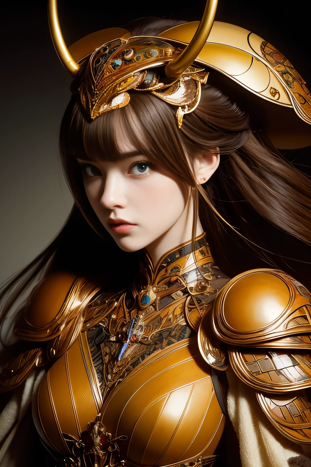 (High quality) , (masterpiece) , (detailed) , 8K , Hyper-realistic illustration of a girl with distinct Japanese features , wearing an intricate cockroach-inspired attire . The upper body portrait showcases the unique fusion of insect characteristics with delicate feminine aesthetics . The subject's intense gaze draws viewers in , while the intricate details of her attire , from glossy exoskeleton-like armor to delicate antennae , create a captivating and unusual portrait that blends beauty and unconventional inspiration .